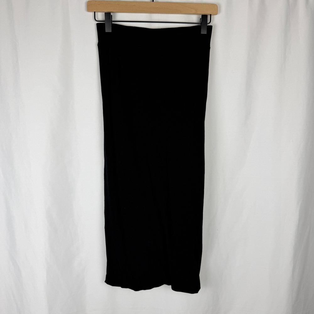 Stina Sayre Midi Skirt S Black Asymmetrical Bubble Hem Made in USA Minimalist